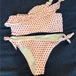 Roller rabbit bikini one shoulder pink hearts